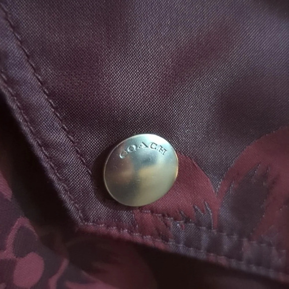 New Coach jacquard floral print leather trim parka Rain jacket size small - Picture 6 of 14